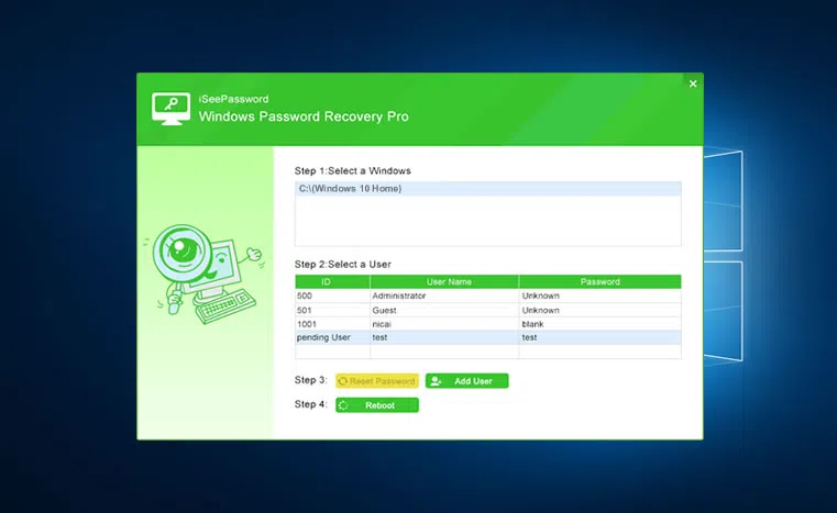 LCP windows password reset