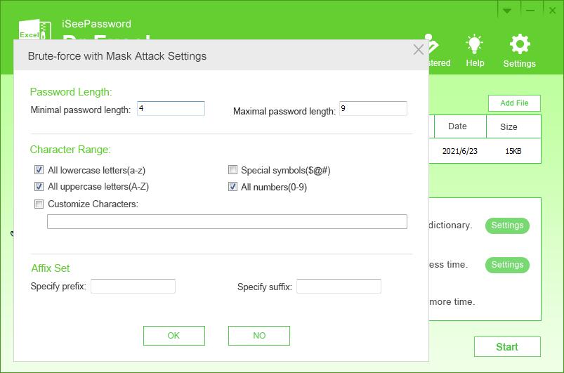 Dr. Excel settings