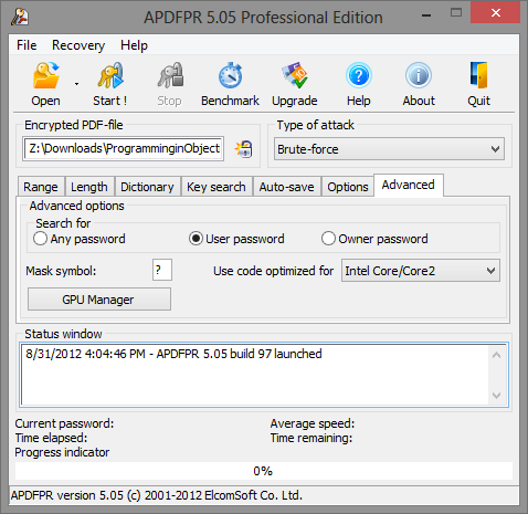 advanced PDF password recovery