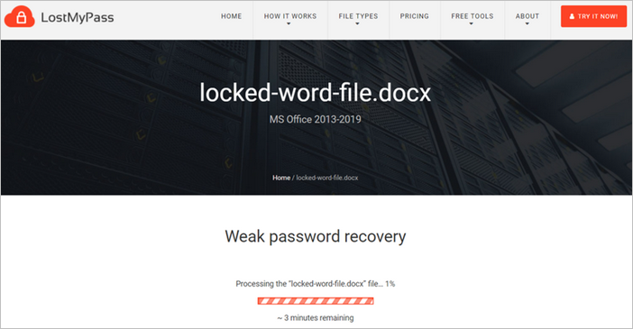 recover word password online