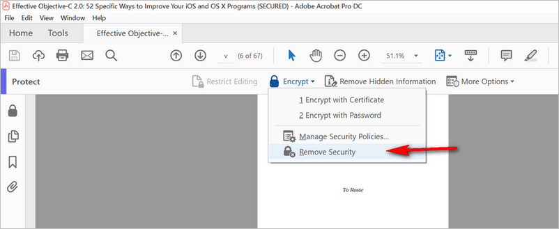 remove security adobe acrobat pro