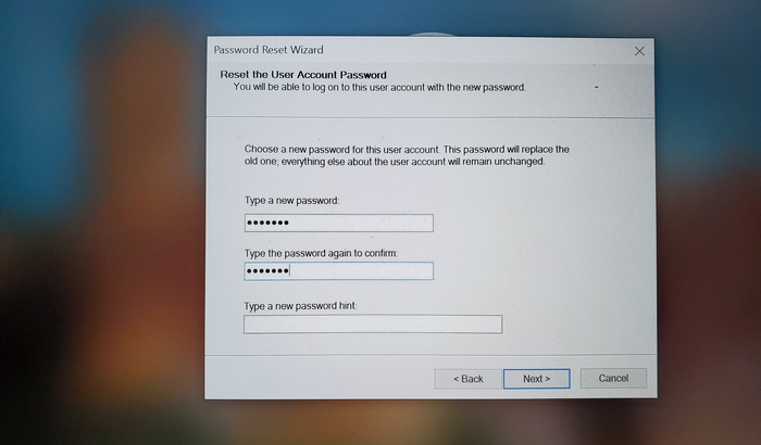 password reset disk