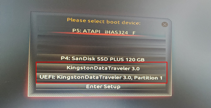 boot from usb