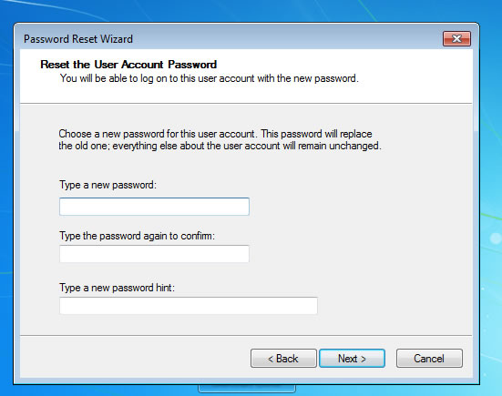 enter a new password