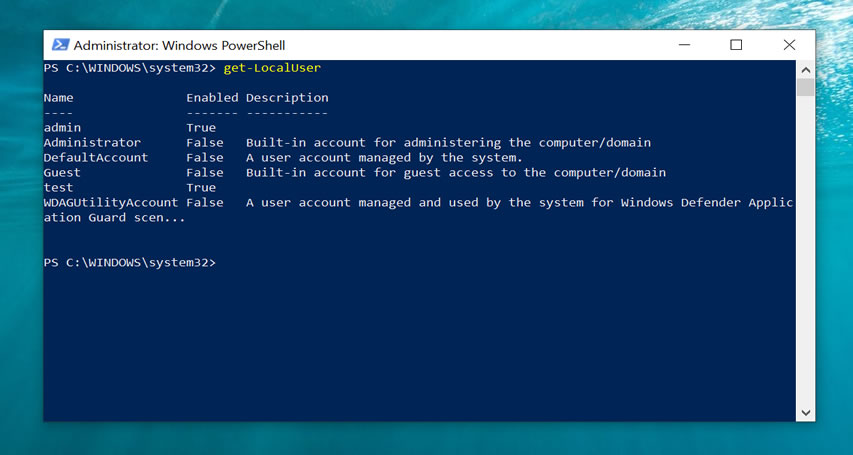 reset windows 10 password with powershell