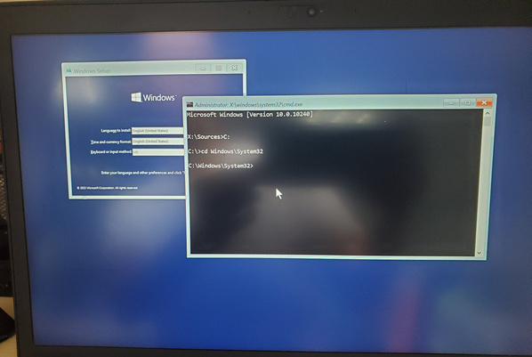 open command prompt windows install disk