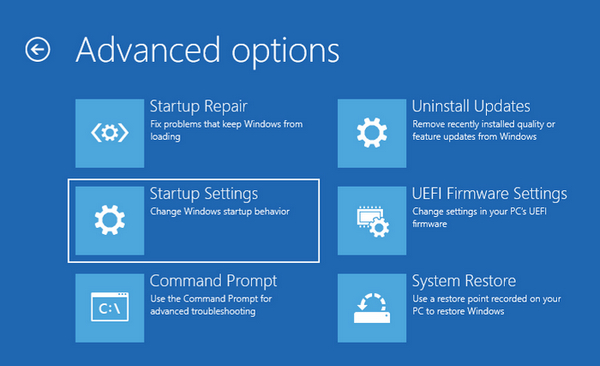 startup settings