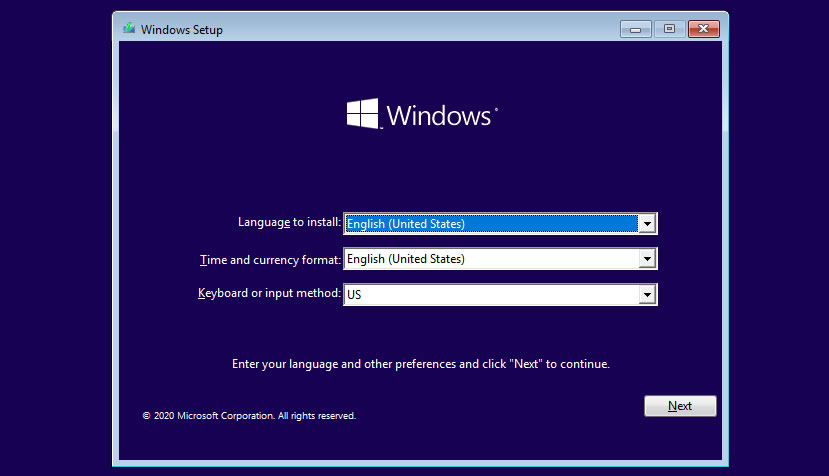 windows 10 install usb