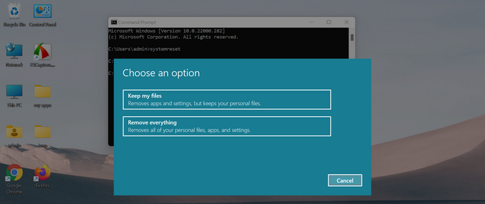 factory reset windows 11 command prompt