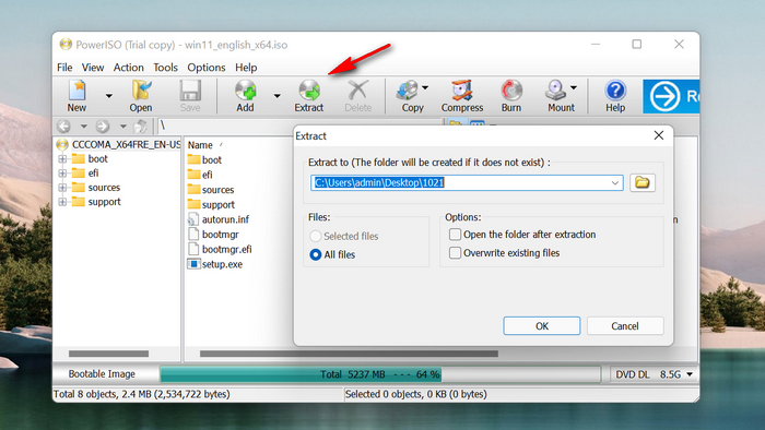extract iso poweriso windows 11