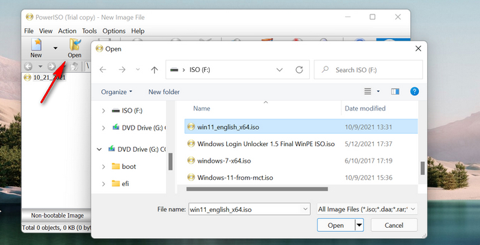 open iso poweriso windows 11