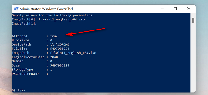 mount iso windows 11 powershell