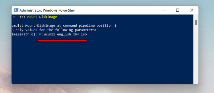 mount iso powershell windows 11