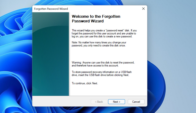 create password reset disk windows 11