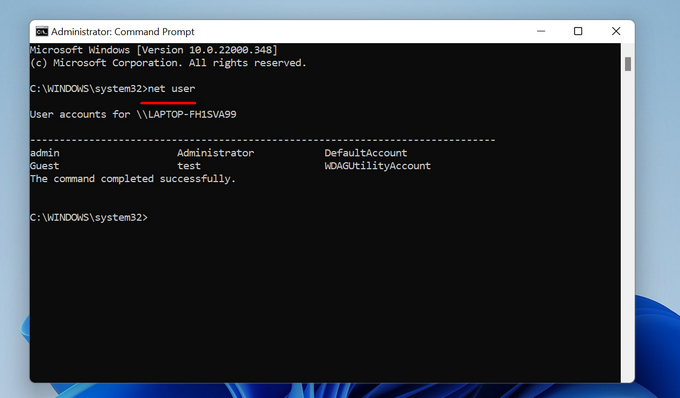 net user list account windows 11