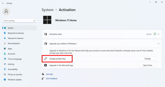 change windows 11 product key