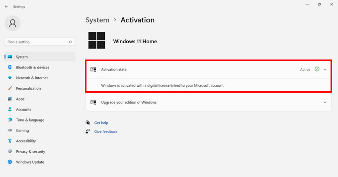 windows 11 activation state