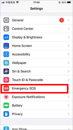 emgergency sos settings iphone